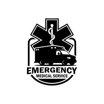 Emergency medical service ambulance logo with star of life