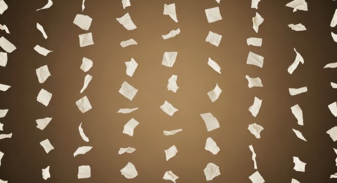 Paper Confetti Falls Slowly Downward in Dark Brown Background Illustration