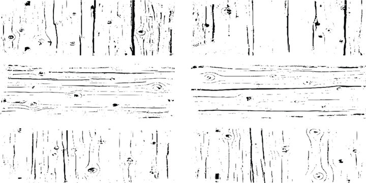 Collection of six grunge wooden texture backgrounds with knots and natural patterns
