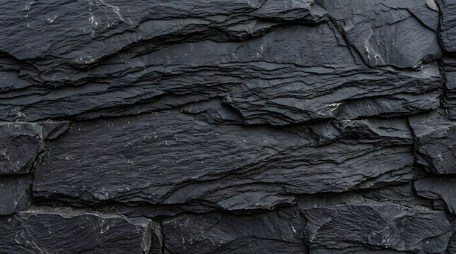 Dark Gray Natural Slate Stone Wall Texture Seamless Background Pattern for Architectural Design