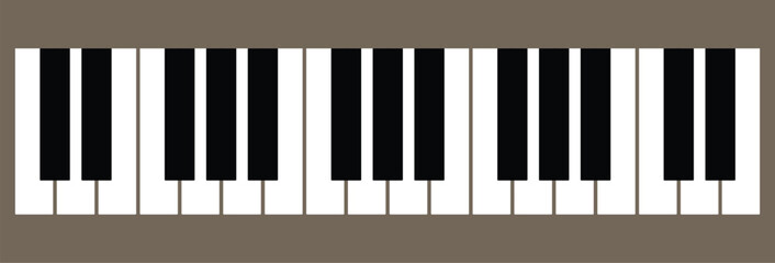 Detailed illustration of a piano keyboard with black and white keys on a neutral background © Clarios Stock