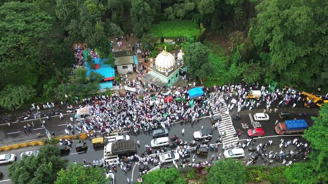 Aerial View of Eid Milad-un-Nabi Procession in Khopoli, Maharashtra