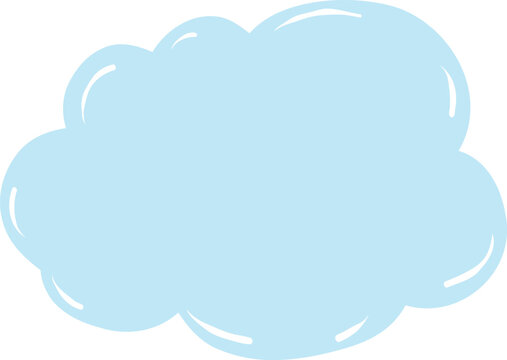 a light blue cartoonish cloud shape with a smooth, glossy finish, perfect for adding text or design elements. It has a soft, rounded outline and a gentle, airy feel
