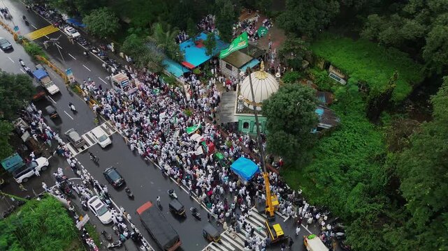 Aerial View of Eid Milad-un-Nabi Procession in Khopoli, Maharashtra