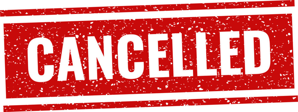 Cancelled stamp red ink grunge texture with stars isolated on white background