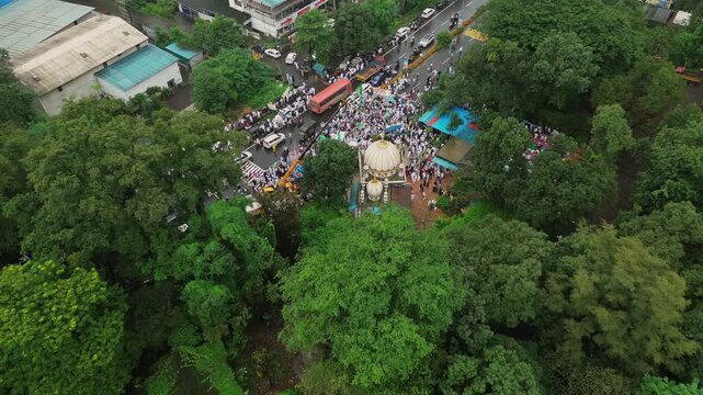 Aerial View of Eid Milad-un-Nabi Procession in Khopoli, Maharashtra