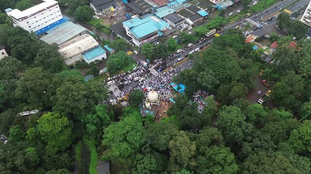 Aerial View of Eid Milad-un-Nabi Procession in Khopoli, Maharashtra