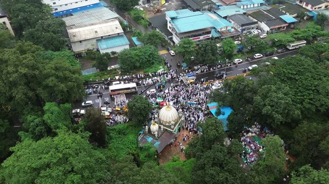 Aerial View of Eid Milad-un-Nabi Procession in Khopoli, Maharashtra