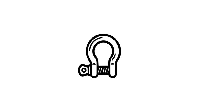 A clean black and white vector icon depicting a heavy-duty bow shackle rigging hardware with a threaded screw pin