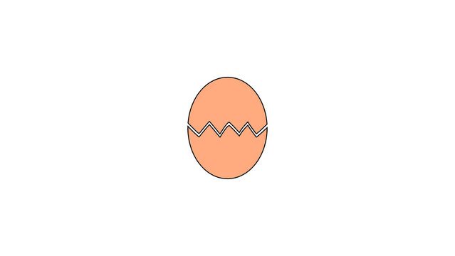 A simple vector illustration of a brown or peach-colored egg with a clean zigzag cracked line down the center. The