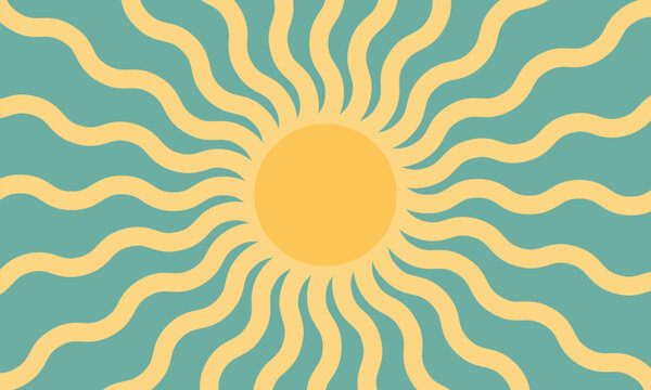 Vintage 70s retro groovy sun rays background