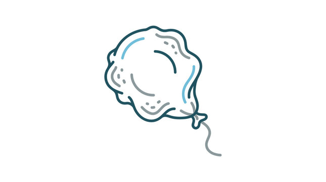 Single inflated white party balloon with string