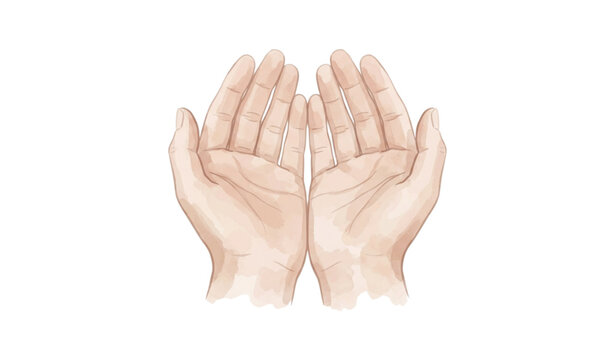 Elegant Hand Painted Open Hands Clip Art for Wellness and Charity Vector