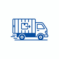 Naklejka premium Delivery truck icon with moving arrow on side panel