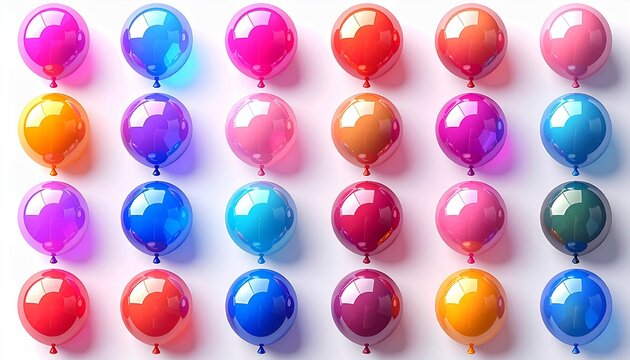 Colorful glossy balloons arranged in a grid pattern