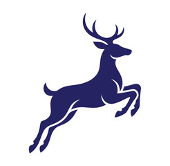 Fototapeta premium Dark blue silhouette of a majestic stag leaping in a dynamic pose with nature wildlife leaping deer wildlife silhouette graceful movement powerful wilderness majestic