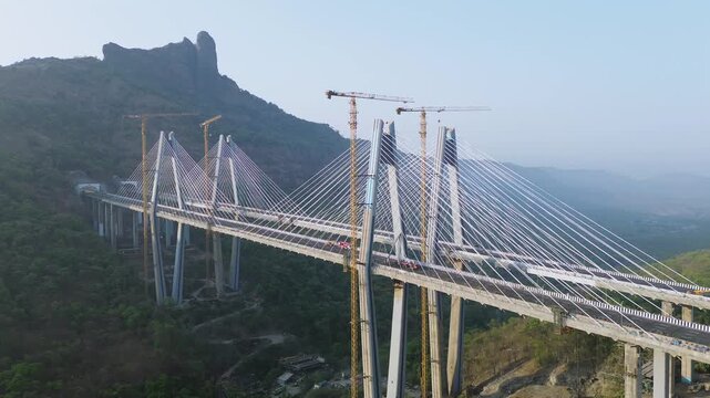 Aerial View of Mumbai Trans Harbour Link Missing Link Project in India