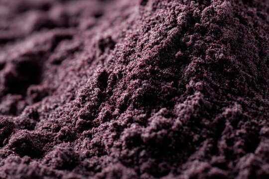 Close-up of maqui berry powder showing deep purple-black fine powder color, concentrated superfood extract, antioxidant superfood concept