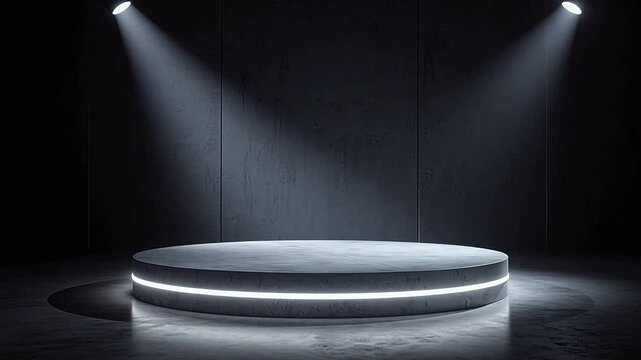 White circular stage under spotlight