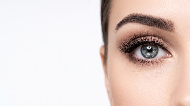 Closeup Shot of a Woman's Eye with Perfect Makeup, Eyelashes, and Eyebrows