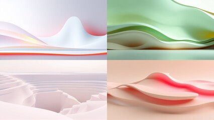 Fototapeta premium Abstract fluid shapes, soft colors, gentle curves. Minimalist design, smooth gradients, modern aesthetic. Light, airy composition.