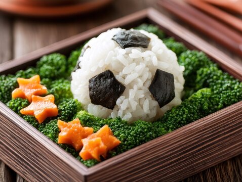 Soccer ball rice ball bento box lunch