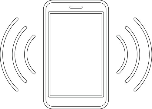 Outline icon of a smartphone with radiating signal waves for connectivity smartphone connectivity wireless communication technology internet connection