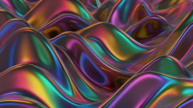 Abstract Colorful Fractal Wave Background with Dynamic Silk-Like Curves, Soft Light Patterns, Vibrant Blue Orange Pink Swirls and Smooth Artistic Motion Design Texture