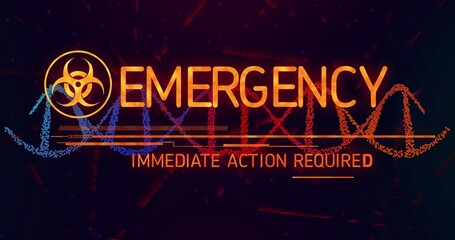 Data bars sliding alert revealing EMERGENCY biohazard left helix shifting IMMEDIATE ACTION REQUIRED © vectorfusionart