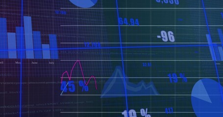 On refresh animated panel showing bars drawing lines flashing dots updating labels showing trends © vectorfusionart