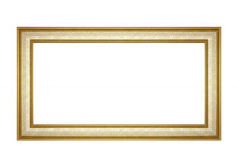Fototapeta premium Ornate golden rectangular picture frame isolated on transparent background