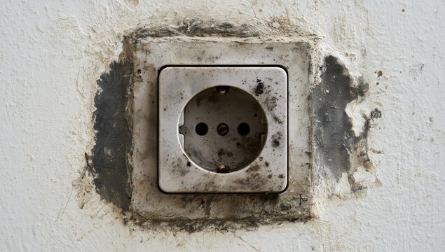 Dirty Electrical Socket on Old Wall