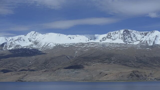 A Shot of Scenic Snow Covered Peaks in the Tso Moriri Region Ladakh
