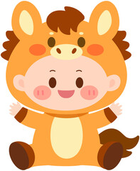 Fototapeta premium Cute Baby Sitting in Horse Costume