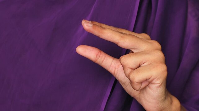 A gesture hand sign show to measure