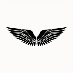 Fototapeta premium Symmetrical black wing icon illustration on a clean white background