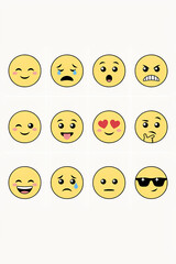Naklejka premium Selection of popular yellow emoji icons for messaging and social web