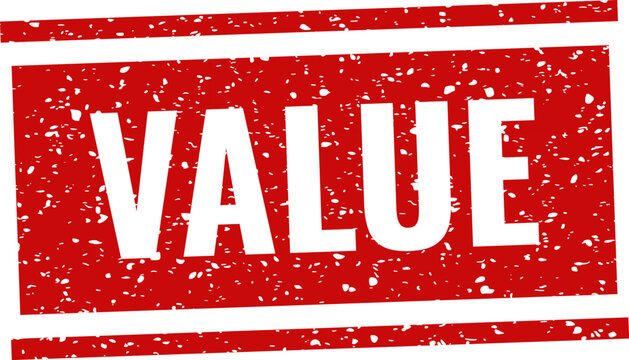 Red rubber stamp with the word 'value' business and financial concept illustration