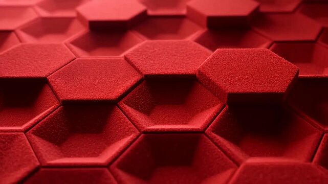 Red hexagonal honeycomb structure with tech vibe
