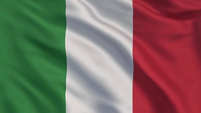 Waving Italian flag of green, white, and red stripes, symbolizing heritage, unity, and national pride.