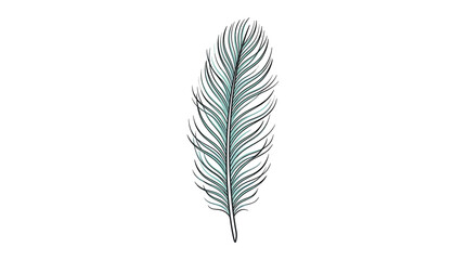 Single green feather illustration. © Bonaji