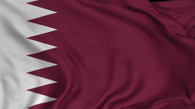 Maroon Qatar flag with serrated white band, symbolizing peace, resilience, and national heritage.