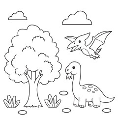 Brontosaurus Forest Coloring Page © Putra
