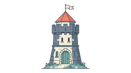 Medieval Castle Tower Architecture Illustration. © Bonaji