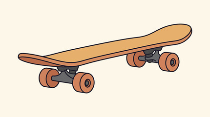 Wooden skateboard with orange wheels. © Lili