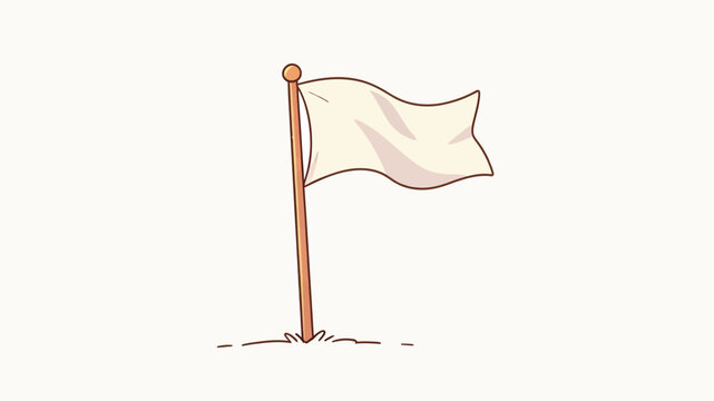 Minimalist Illustration of a White Flag on a Wooden Pole