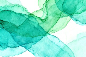 Fototapeta premium Abstract Watercolor Swirls in Teal and Green