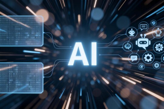 AI Technology Concept with Futuristic Icons