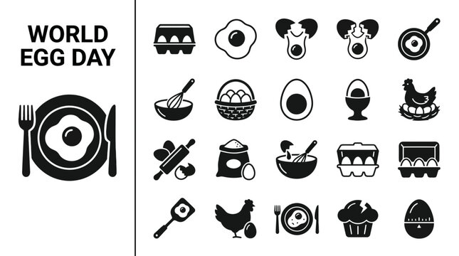 World Egg Day Icon Set Collection