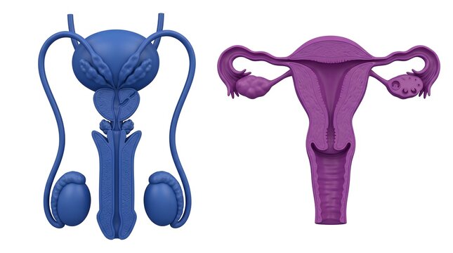 Human Male and Female Reproductive System Anatomy 3D Medical Illustration
